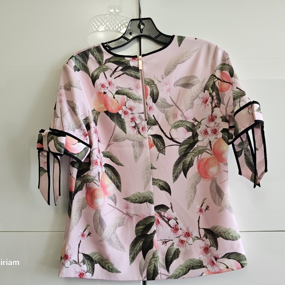 NWOT TED BAKER LONDON  Cathe Peach Blossom Bow-Sleeve Top - Picture 7 of 12
